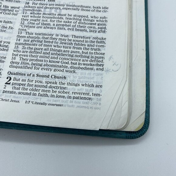 Holy Bible New King James Version 1990 Softcover Fair Condition Teal Green - Picture 15 of 16
